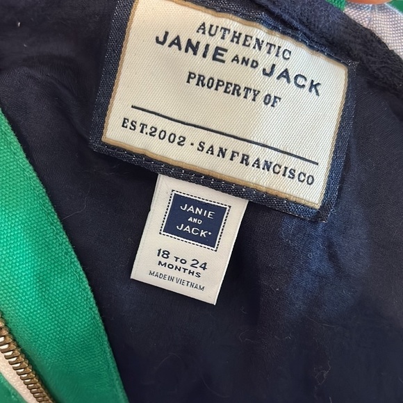 Janie and Jack Jacket & Hood Kids Size 18-24 Mos. Cotton Green Zipper - Picture 7 of 10